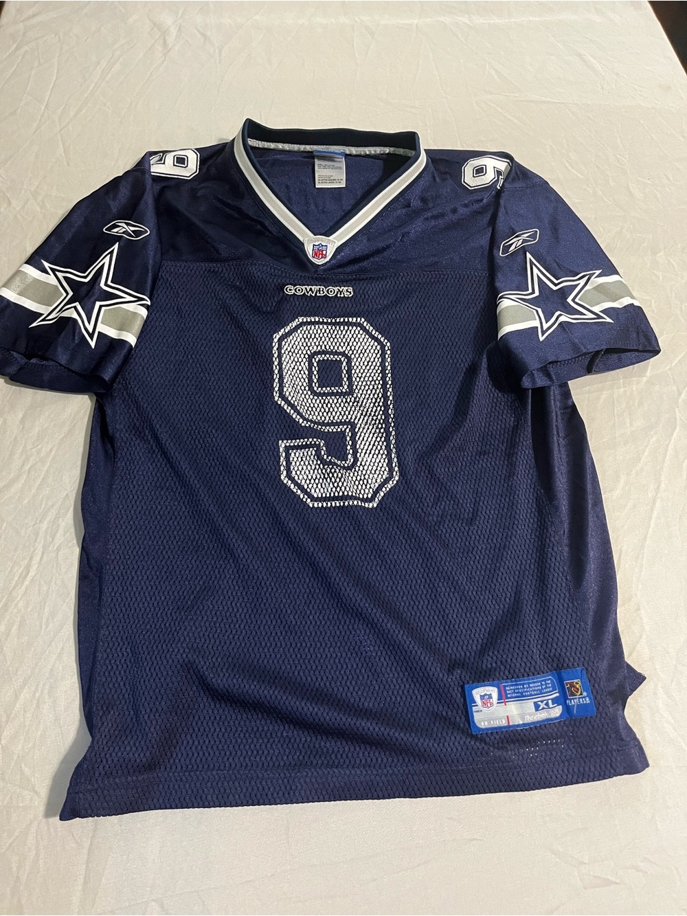 NFL Reebok Navy and White Dallas Cowboys #9 Romo Kids Jersey Boys Size XL 18/20